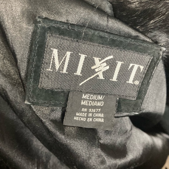 Vtg y2k 90s black rabbit fur bomber jacket - Picture 5 of 8